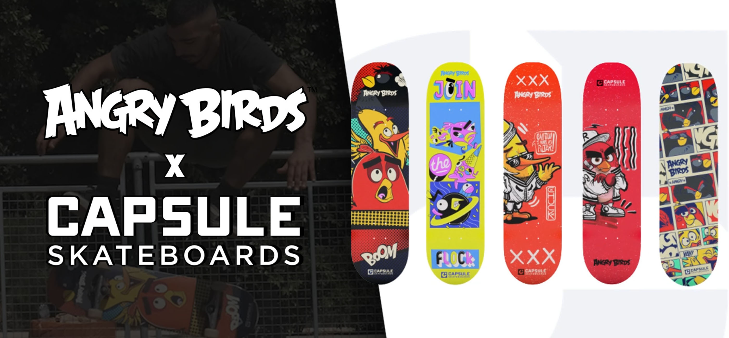 Rovio x Capsule Skateboards banner